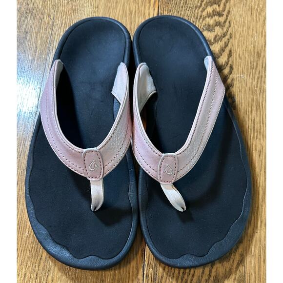 OluKai ‘Ohana Water Friendly Beach Flip Flops Pink & Black #20110 Women’s Sz 10 - Picture 1 of 4